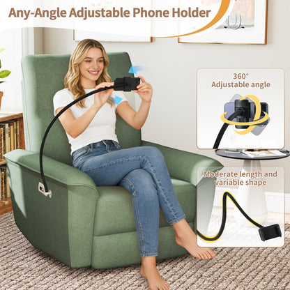 270° Power Swivel Rocker Recliner Chair w/ Phone Holder, Electric Glider Reclining Sofa with USB Ports, Power Swivel Glider, Rocking Chair Nursery Recliners for Living Room Bedroom(Dark Green) - 1st Choice Furniture Direct