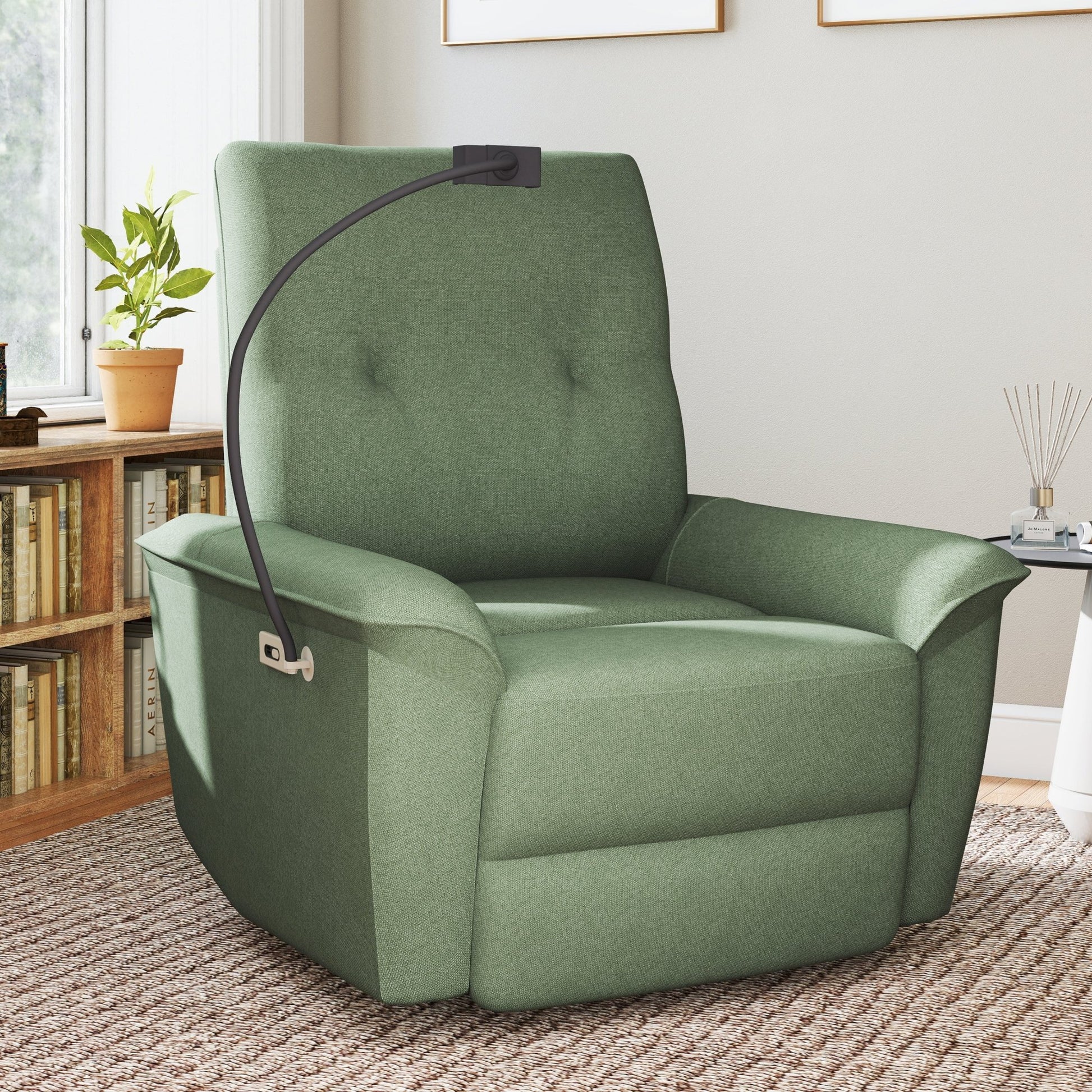 270° Power Swivel Rocker Recliner Chair w/ Phone Holder, Electric Glider Reclining Sofa with USB Ports, Power Swivel Glider, Rocking Chair Nursery Recliners for Living Room Bedroom(Dark Green) - 1st Choice Furniture Direct