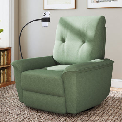 270° Power Swivel Rocker Recliner Chair w/ Phone Holder, Electric Glider Reclining Sofa with USB Ports, Power Swivel Glider, Rocking Chair Nursery Recliners for Living Room Bedroom(Dark Green) - 1st Choice Furniture Direct