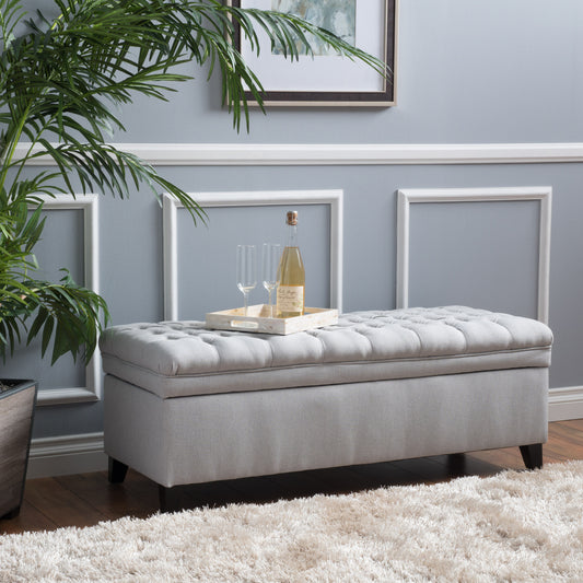 1st Choice Modern Contemporary Storage Bedroom Ottoman in Light Grey