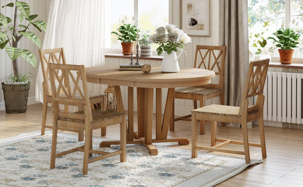 1st Choice 5-Piece Dining Table Set with 4 Cross Back Dining Chairs