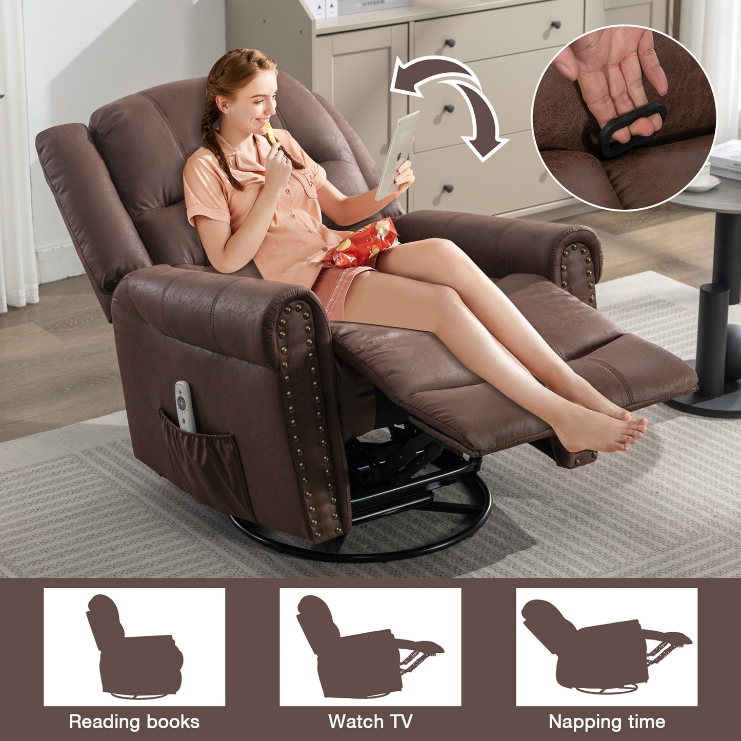 1st Choice Heated Rocker Recliner Chair with USB Charge Port