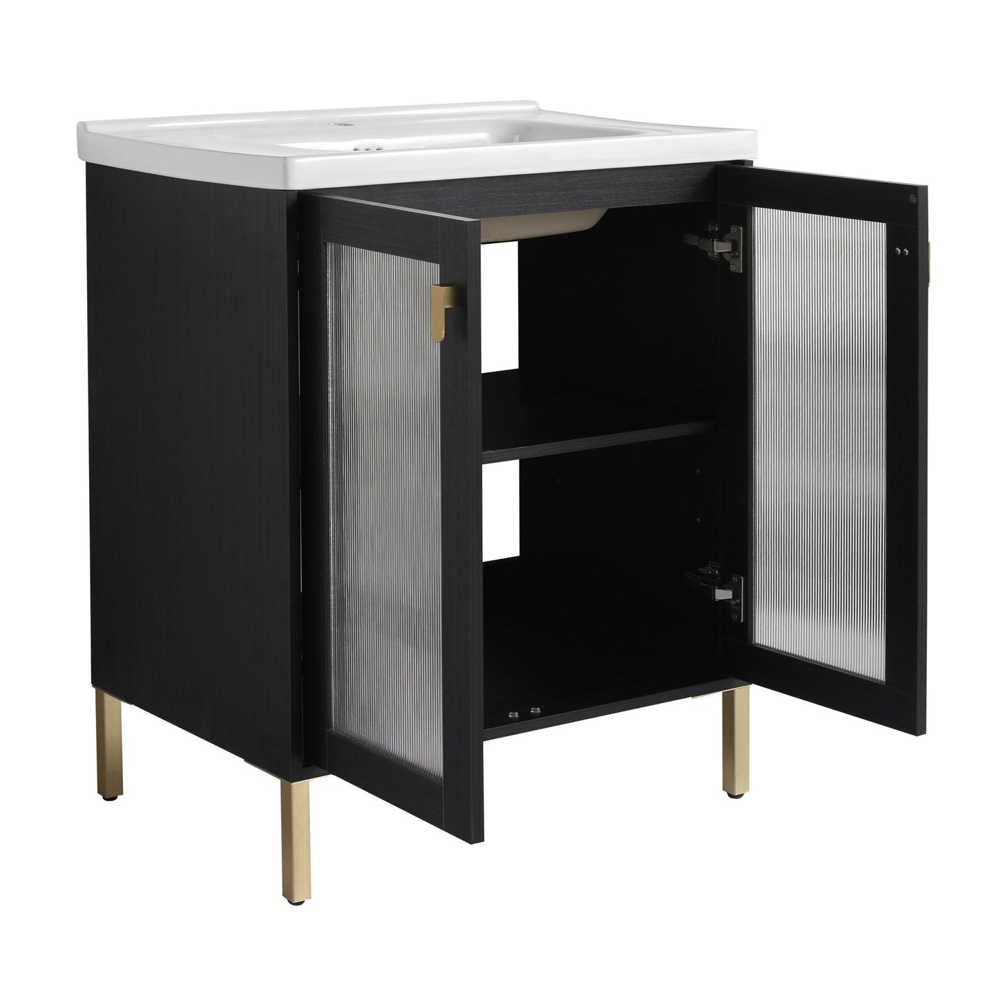 28 Inch Freestanding Bathroom Vanity Plywood With Ceramic Sink, Soft Closing Door (KD - Package) - 1st Choice Furniture Direct