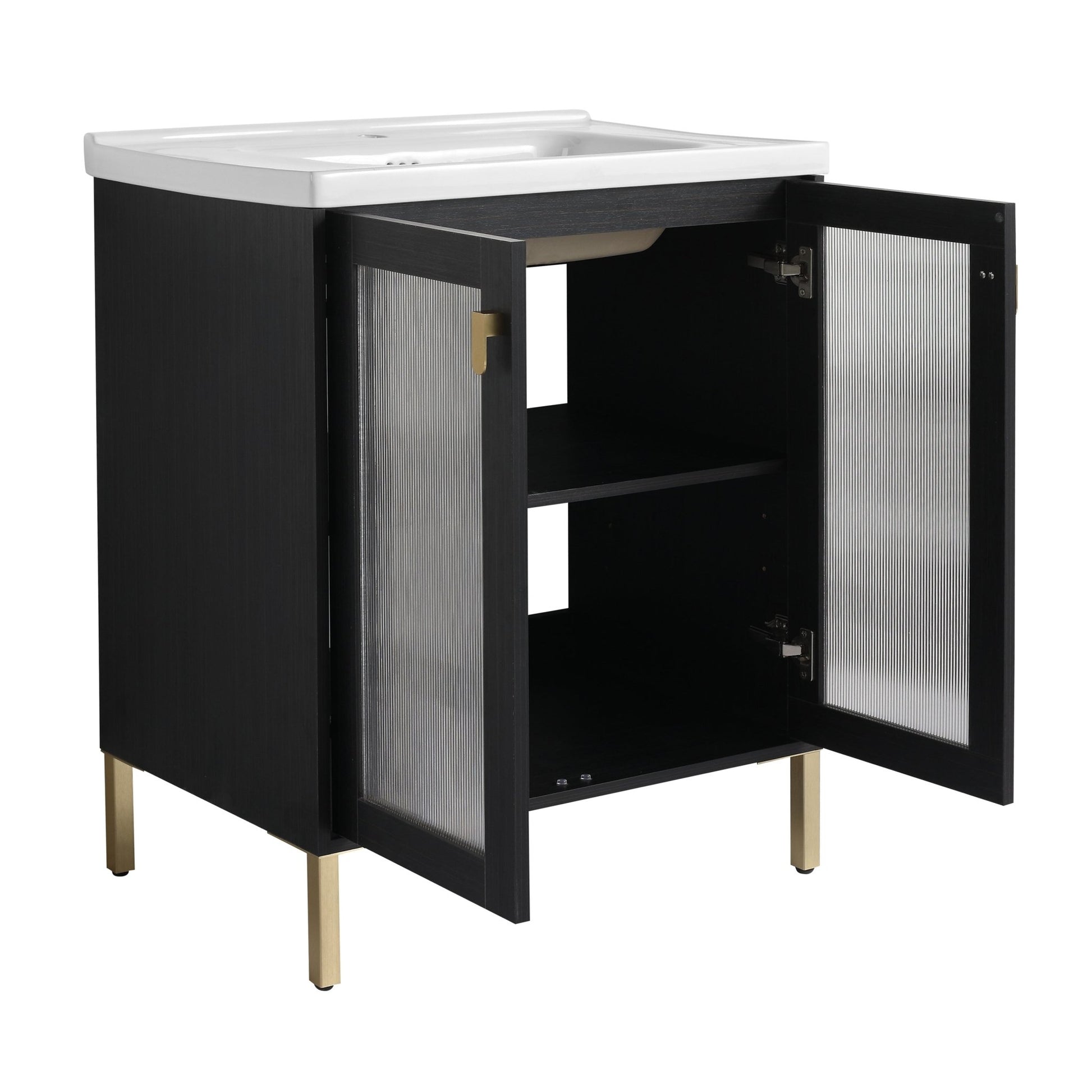 28 Inch Freestanding Bathroom Vanity Plywood With Ceramic Sink, Soft Closing Door (KD - Package) - 1st Choice Furniture Direct