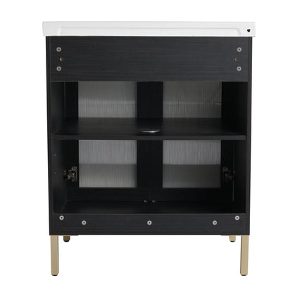 28 Inch Freestanding Bathroom Vanity Plywood With Ceramic Sink, Soft Closing Door (KD - Package) - 1st Choice Furniture Direct