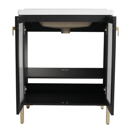 28 Inch Freestanding Bathroom Vanity Plywood With Ceramic Sink, Soft Closing Door (KD - Package) - 1st Choice Furniture Direct