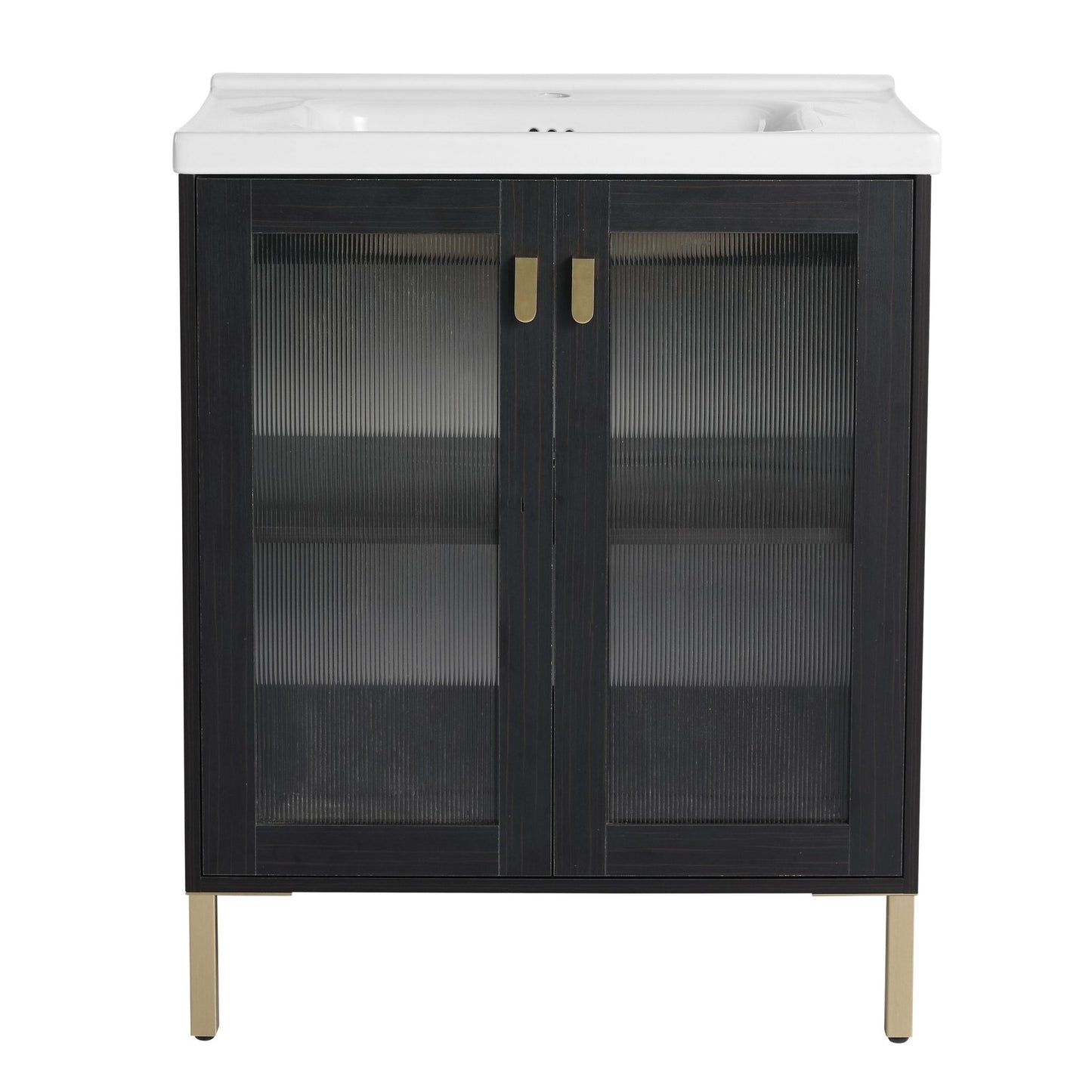 28 Inch Freestanding Bathroom Vanity Plywood With Ceramic Sink, Soft Closing Door (KD - Package) - 1st Choice Furniture Direct