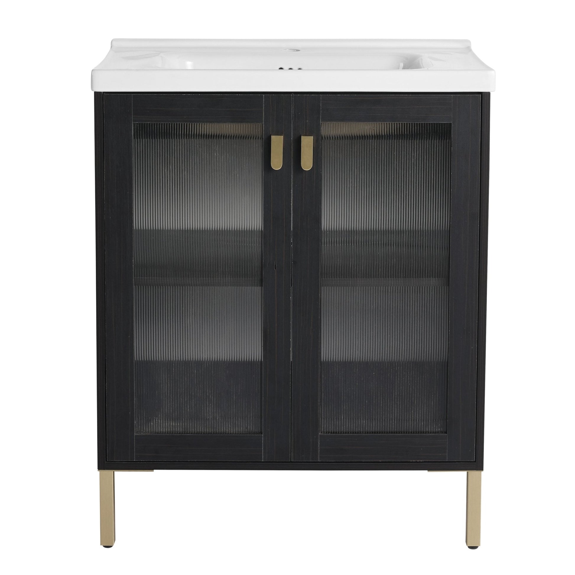 28 Inch Freestanding Bathroom Vanity Plywood With Ceramic Sink, Soft Closing Door (KD - Package) - 1st Choice Furniture Direct