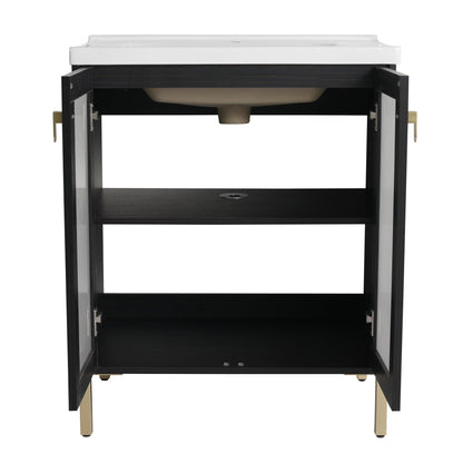 28 Inch Freestanding Bathroom Vanity Plywood With Ceramic Sink, Soft Closing Door (KD - Package) - 1st Choice Furniture Direct