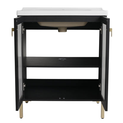 28 Inch Freestanding Bathroom Vanity Plywood With Ceramic Sink, Soft Closing Door (KD - Package) - 1st Choice Furniture Direct