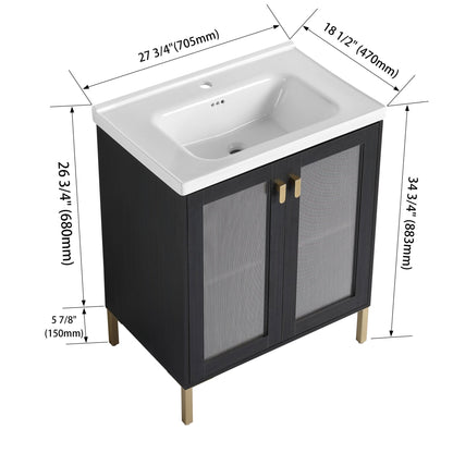 28 Inch Freestanding Bathroom Vanity Plywood With Ceramic Sink, Soft Closing Door (KD - Package) - 1st Choice Furniture Direct