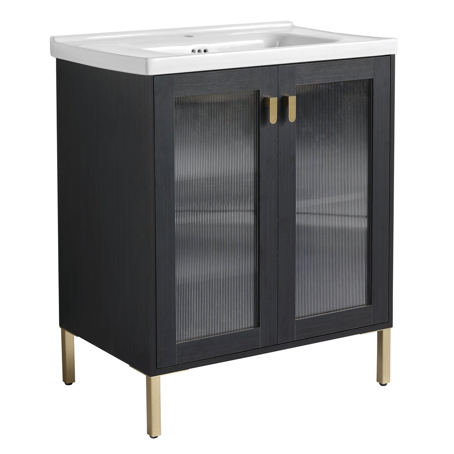 28 Inch Freestanding Bathroom Vanity Plywood With Ceramic Sink, Soft Closing Door (KD - Package) - 1st Choice Furniture Direct