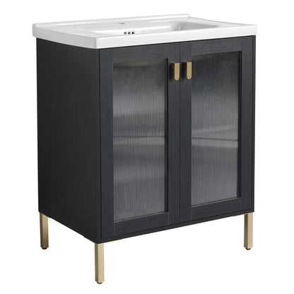28 Inch Freestanding Bathroom Vanity Plywood With Ceramic Sink, Soft Closing Door (KD - Package) - 1st Choice Furniture Direct