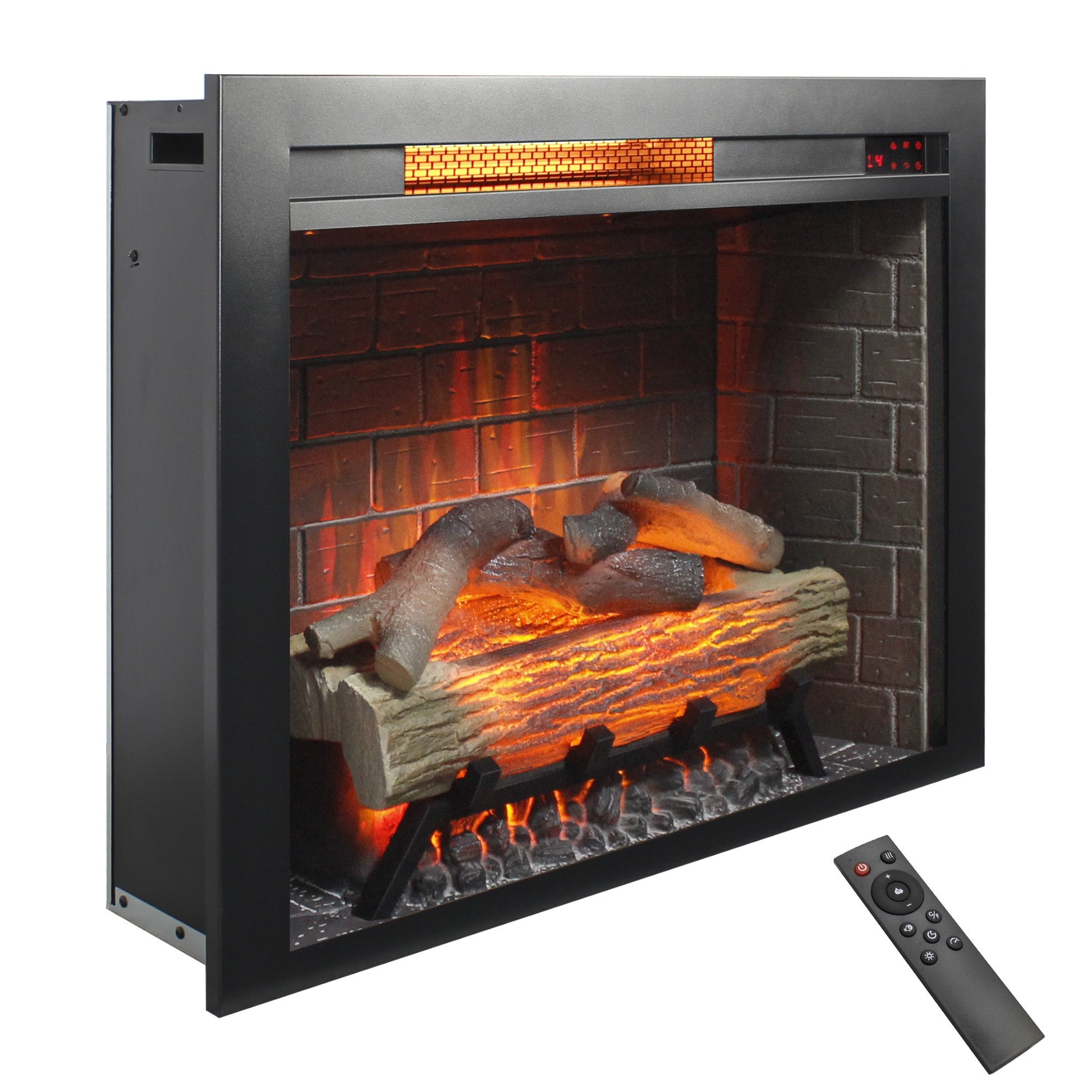 28 inch Infrared Electric Fireplace Insert, Touch Panel Home Decor Heater, Smokeless Firebox With fixed Trim Kit.With Crackling Sound - 1st Choice Furniture Direct