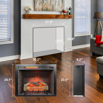 28 inch Infrared Electric Fireplace Insert, Touch Panel Home Decor Heater, Smokeless Firebox With fixed Trim Kit.With Crackling Sound - 1st Choice Furniture Direct