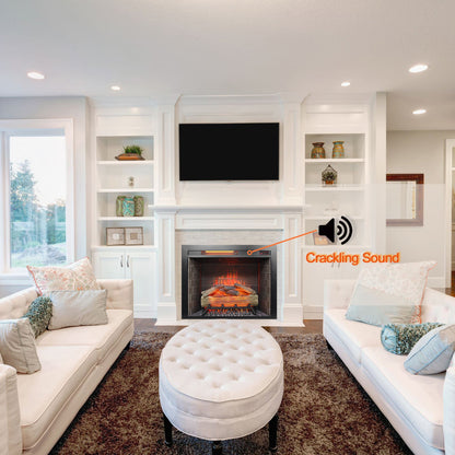 28 inch Infrared Electric Fireplace Insert, Touch Panel Home Decor Heater, Smokeless Firebox With fixed Trim Kit.With Crackling Sound - 1st Choice Furniture Direct