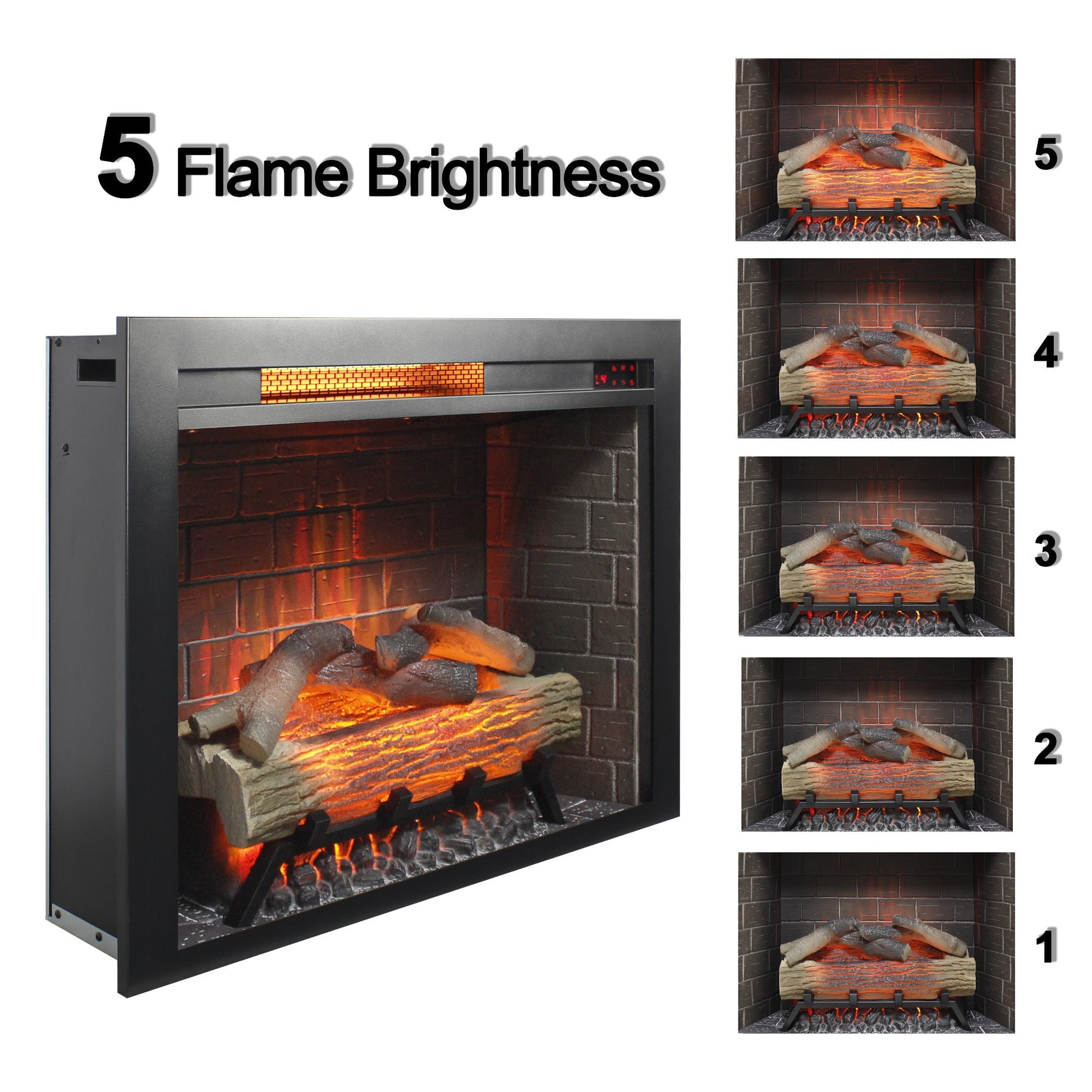28 inch Infrared Electric Fireplace Insert, Touch Panel Home Decor Heater, Smokeless Firebox With fixed Trim Kit.With Crackling Sound - 1st Choice Furniture Direct