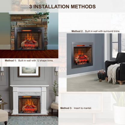 28 inch Infrared Electric Fireplace with Removable Trim kit Insert, Touch Panel Home Decor Heater, Smokeless Firebox With Fire Crackling Sound - 1st Choice Furniture Direct
