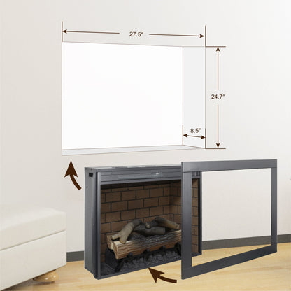 28 inch Infrared Electric Fireplace with Removable Trim kit Insert, Touch Panel Home Decor Heater, Smokeless Firebox With Fire Crackling Sound - 1st Choice Furniture Direct