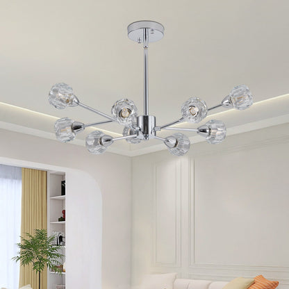 28' Modern Crystal Chandeliers, 9 Lights Chrome Chandelier for Living Room Bedroom, Dining Room Chandelier Over Table, Kitchen Light Fixtures (Bulbs Not Included) - 1st Choice Furniture Direct