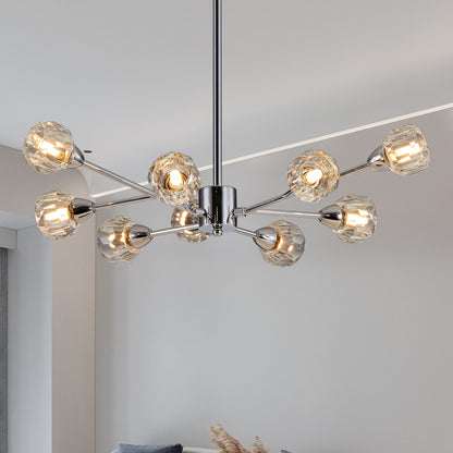 28' Modern Crystal Chandeliers, 9 Lights Chrome Chandelier for Living Room Bedroom, Dining Room Chandelier Over Table, Kitchen Light Fixtures (Bulbs Not Included) - 1st Choice Furniture Direct