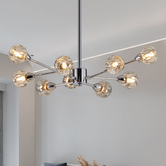 28' Modern Crystal Chandeliers, 9 Lights Chrome Chandelier for Living Room Bedroom, Dining Room Chandelier Over Table, Kitchen Light Fixtures (Bulbs Not Included) - 1st Choice Furniture Direct