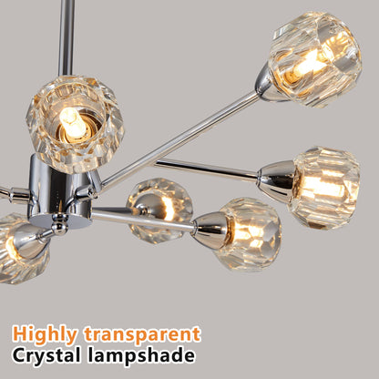 28' Modern Crystal Chandeliers, 9 Lights Chrome Chandelier for Living Room Bedroom, Dining Room Chandelier Over Table, Kitchen Light Fixtures (Bulbs Not Included) - 1st Choice Furniture Direct