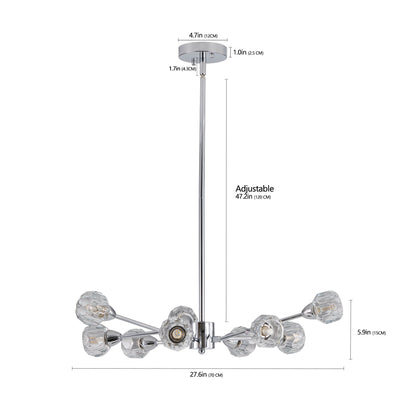 28' Modern Crystal Chandeliers, 9 Lights Chrome Chandelier for Living Room Bedroom, Dining Room Chandelier Over Table, Kitchen Light Fixtures (Bulbs Not Included) - 1st Choice Furniture Direct