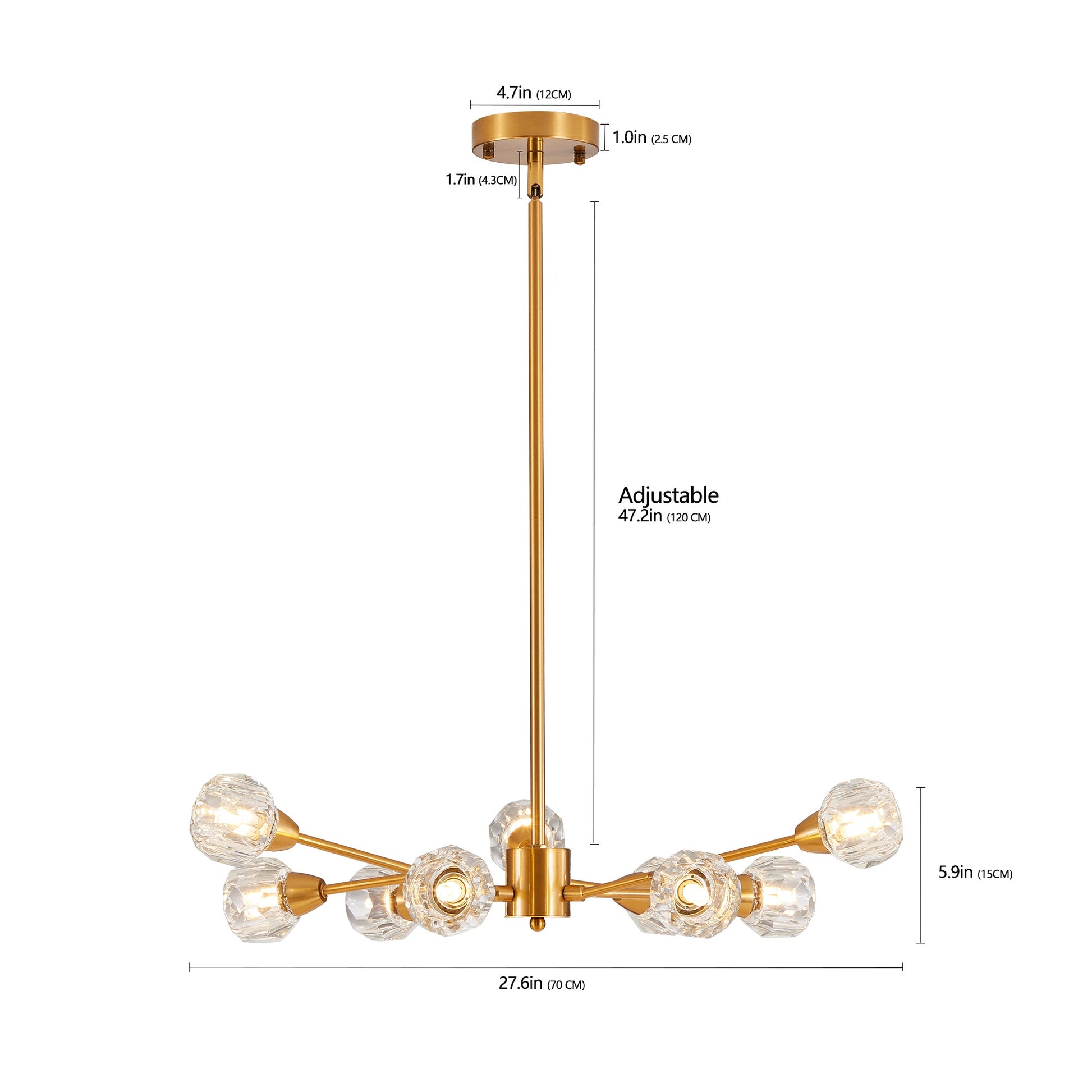 28' Modern Crystal Chandeliers, 9 Lights Golden Chandelier for Living Room Bedroom, Dining Room Chandelier Over Table, Kitchen Light Fixtures (Bulbs Not Included) - 1st Choice Furniture Direct