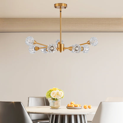 28' Modern Crystal Chandeliers, 9 Lights Golden Chandelier for Living Room Bedroom, Dining Room Chandelier Over Table, Kitchen Light Fixtures (Bulbs Not Included) - 1st Choice Furniture Direct