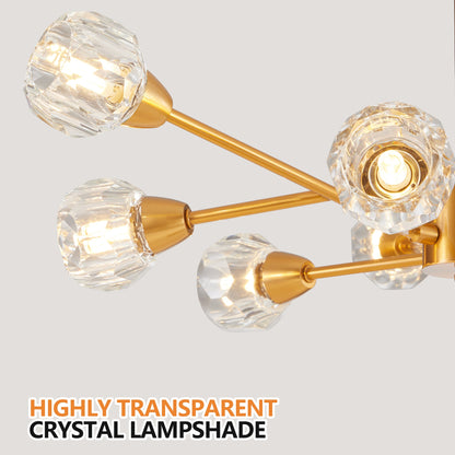 28' Modern Crystal Chandeliers, 9 Lights Golden Chandelier for Living Room Bedroom, Dining Room Chandelier Over Table, Kitchen Light Fixtures (Bulbs Not Included) - 1st Choice Furniture Direct