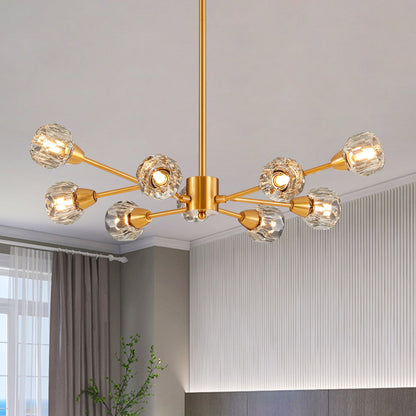 28' Modern Crystal Chandeliers, 9 Lights Golden Chandelier for Living Room Bedroom, Dining Room Chandelier Over Table, Kitchen Light Fixtures (Bulbs Not Included) - 1st Choice Furniture Direct