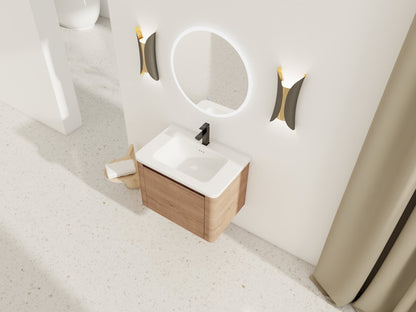 28'' Wall - Mounted Bathroom Vanity with White Ceramic Sink & 1 - Soft - Close Door, KD - Packing, Plywood - 1st Choice Furniture Direct