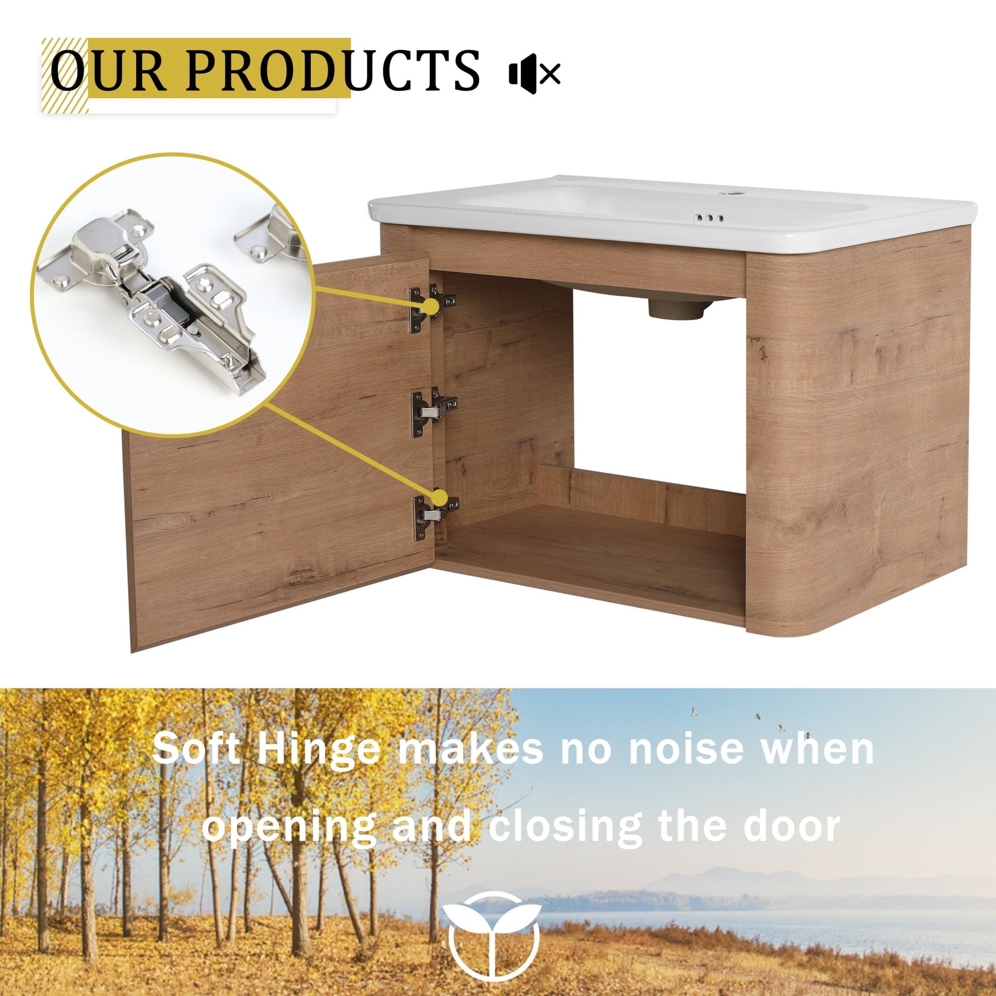 28'' Wall - Mounted Bathroom Vanity with White Ceramic Sink & 1 - Soft - Close Door, KD - Packing, Plywood - 1st Choice Furniture Direct
