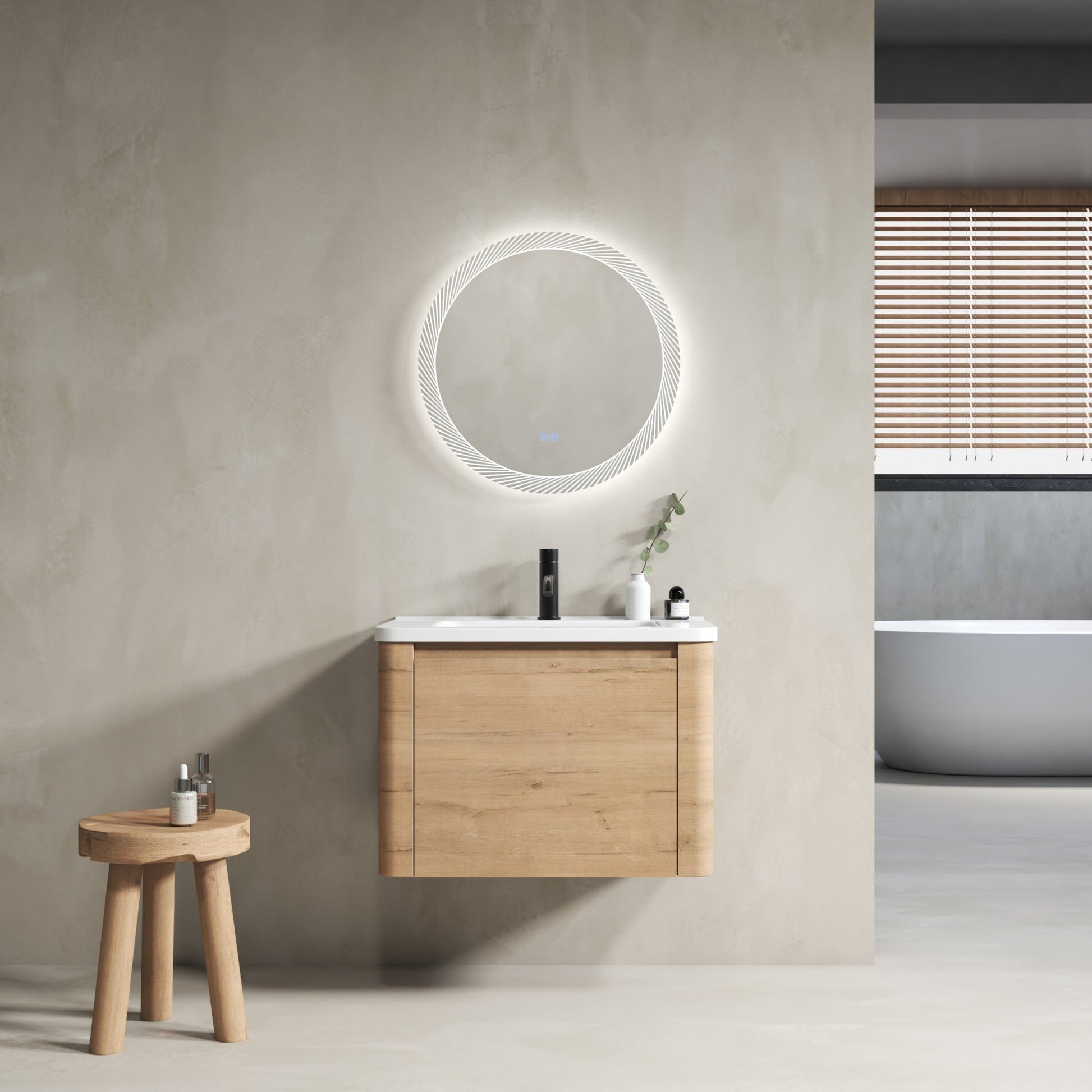 28'' Wall - Mounted Bathroom Vanity with White Ceramic Sink & 1 - Soft - Close Door, KD - Packing, Plywood - 1st Choice Furniture Direct