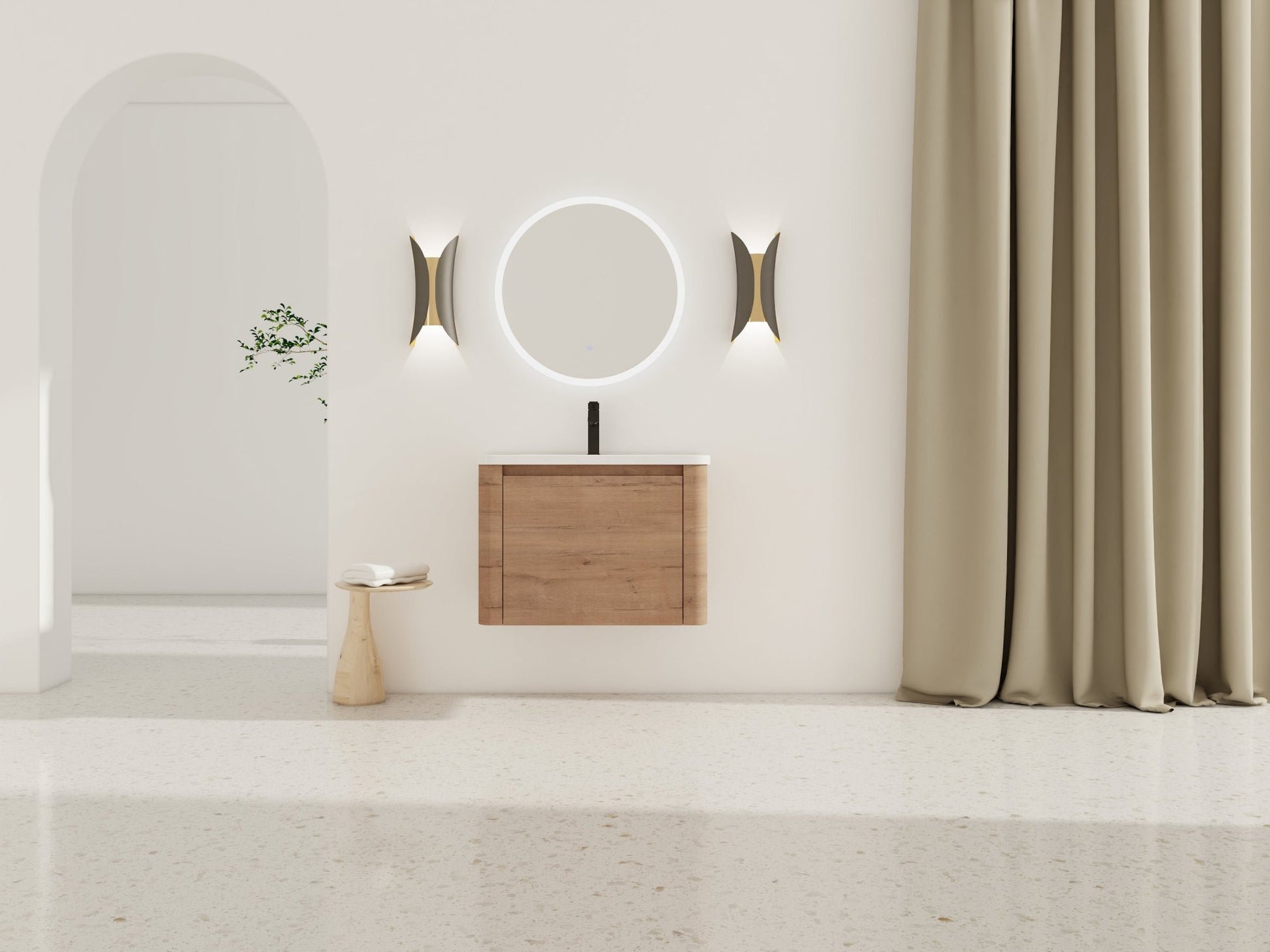 28'' Wall - Mounted Bathroom Vanity with White Ceramic Sink & 1 - Soft - Close Door, KD - Packing, Plywood - 1st Choice Furniture Direct