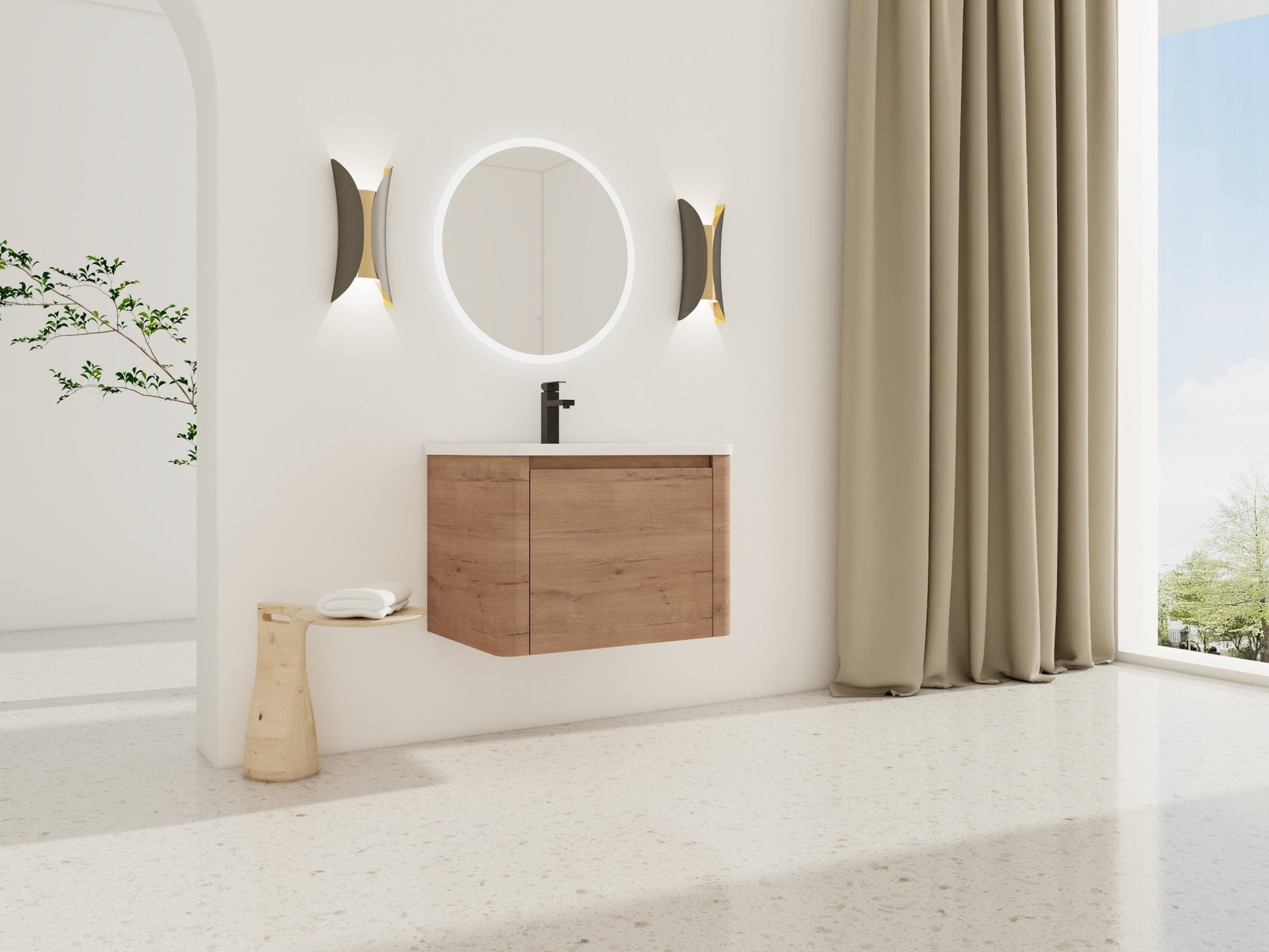 28'' Wall - Mounted Bathroom Vanity with White Ceramic Sink & 1 - Soft - Close Door, KD - Packing, Plywood - 1st Choice Furniture Direct
