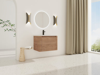 28'' Wall - Mounted Bathroom Vanity with White Ceramic Sink & 1 - Soft - Close Door, KD - Packing, Plywood - 1st Choice Furniture Direct