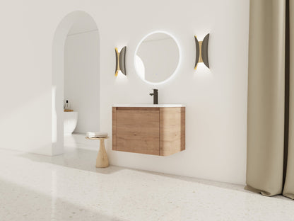 28'' Wall - Mounted Bathroom Vanity with White Ceramic Sink & 1 - Soft - Close Door, KD - Packing, Plywood - 1st Choice Furniture Direct