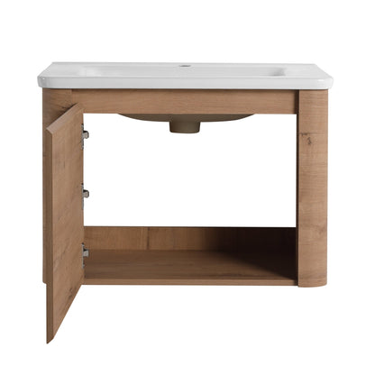 28'' Wall - Mounted Bathroom Vanity with White Ceramic Sink & 1 - Soft - Close Door, KD - Packing, Plywood - 1st Choice Furniture Direct