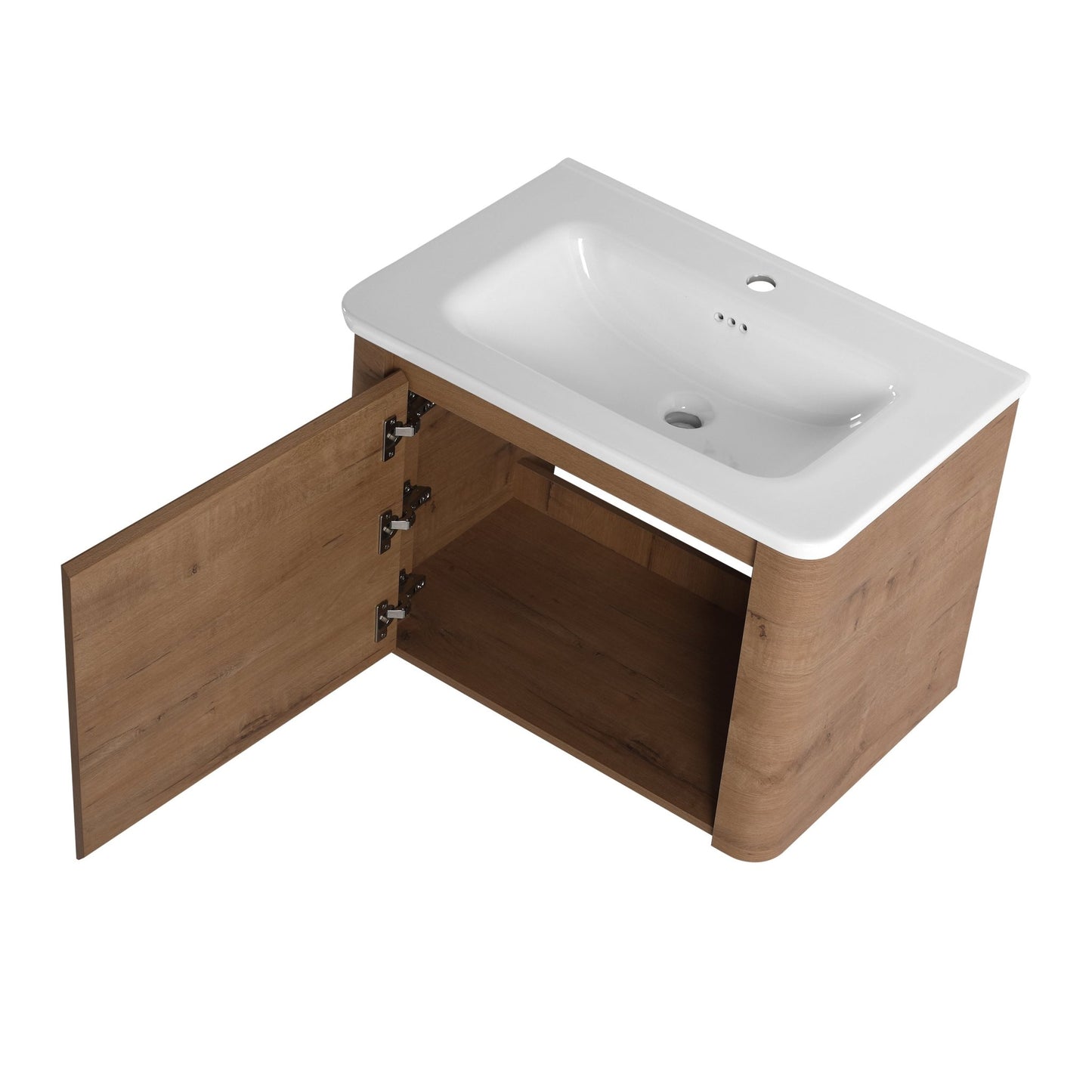 28'' Wall - Mounted Bathroom Vanity with White Ceramic Sink & 1 - Soft - Close Door, KD - Packing, Plywood - 1st Choice Furniture Direct