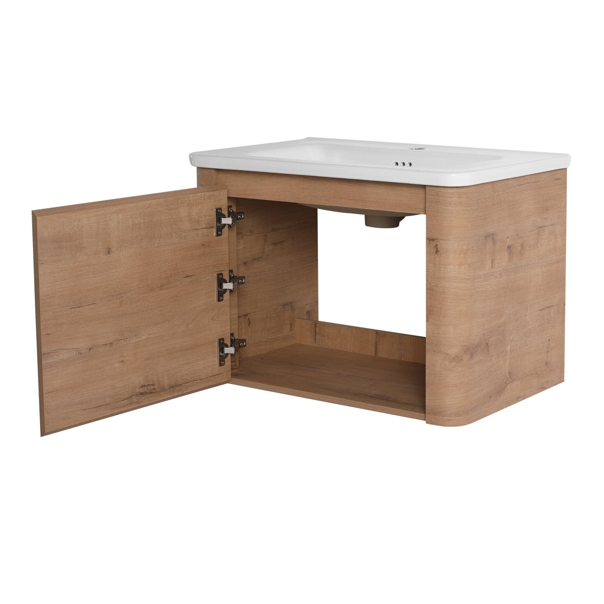 28'' Wall - Mounted Bathroom Vanity with White Ceramic Sink & 1 - Soft - Close Door, KD - Packing, Plywood - 1st Choice Furniture Direct