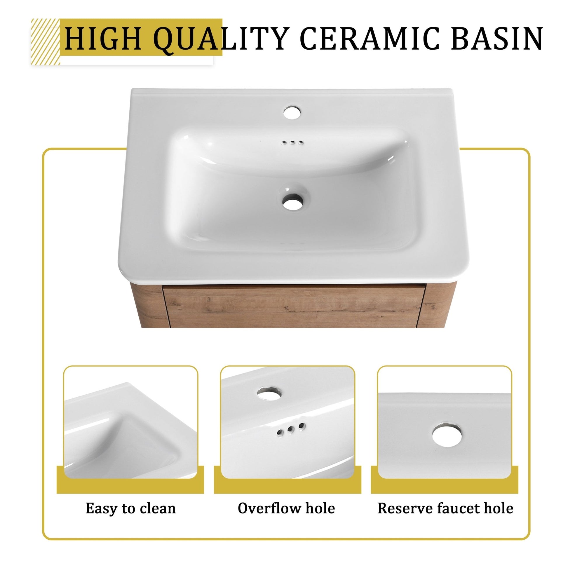 28'' Wall - Mounted Bathroom Vanity with White Ceramic Sink & 1 - Soft - Close Door, KD - Packing, Plywood - 1st Choice Furniture Direct