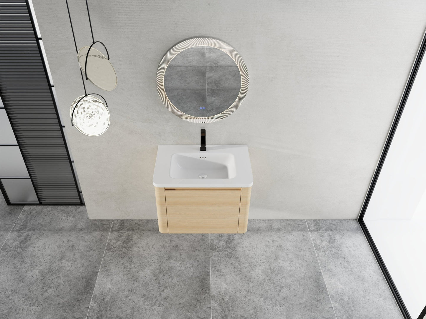 28'' Wall - Mounted Bathroom Vanity with White Ceramic Sink & 1 - Soft - Close Door, KD - Packing, Plywood, American White Oak - 1st Choice Furniture Direct