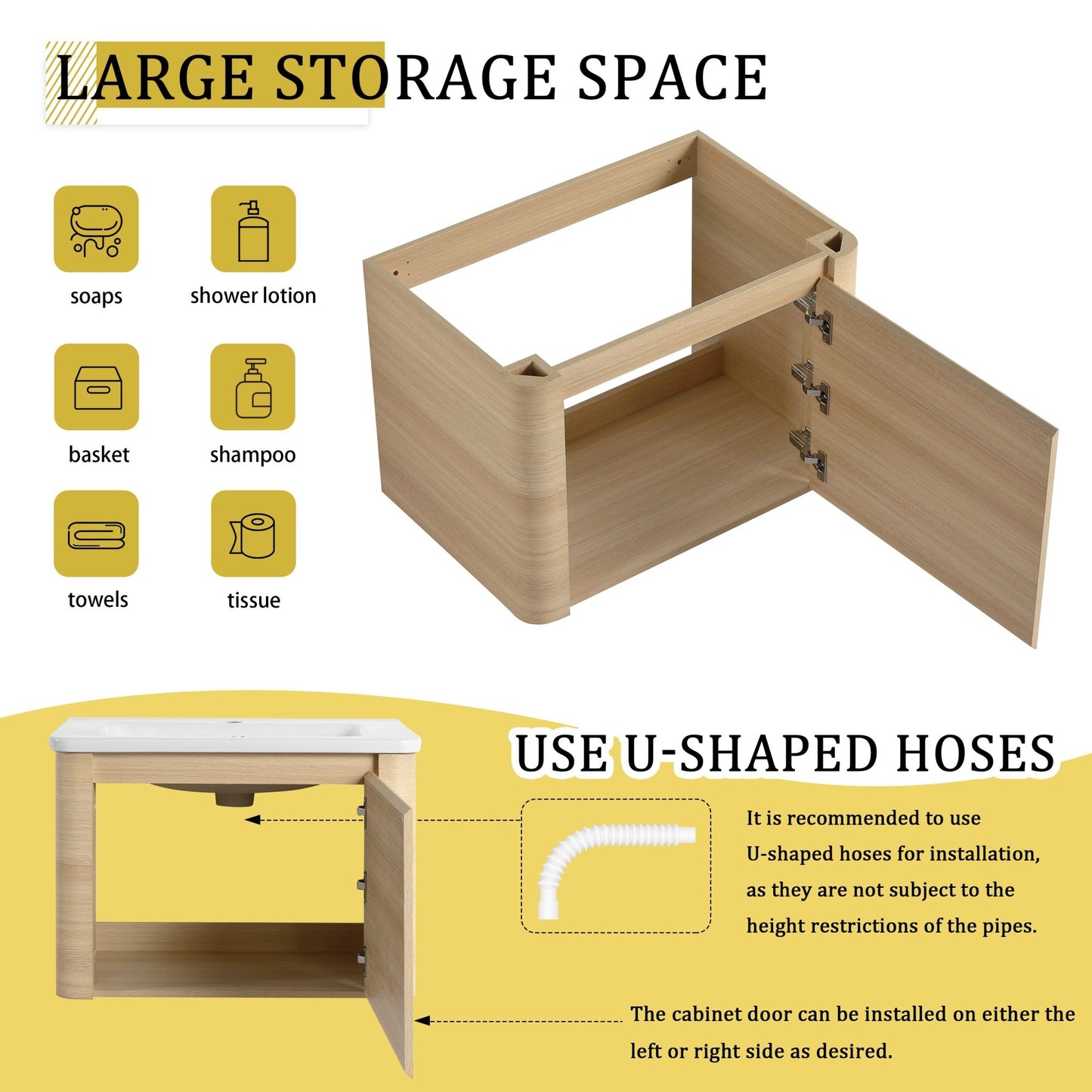 28'' Wall - Mounted Bathroom Vanity with White Ceramic Sink & 1 - Soft - Close Door, KD - Packing, Plywood, American White Oak - 1st Choice Furniture Direct