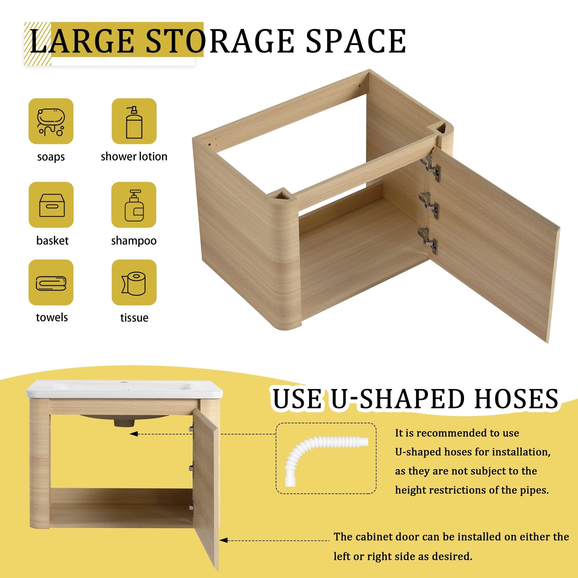 28'' Wall - Mounted Bathroom Vanity with White Ceramic Sink & 1 - Soft - Close Door, KD - Packing, Plywood, American White Oak - 1st Choice Furniture Direct