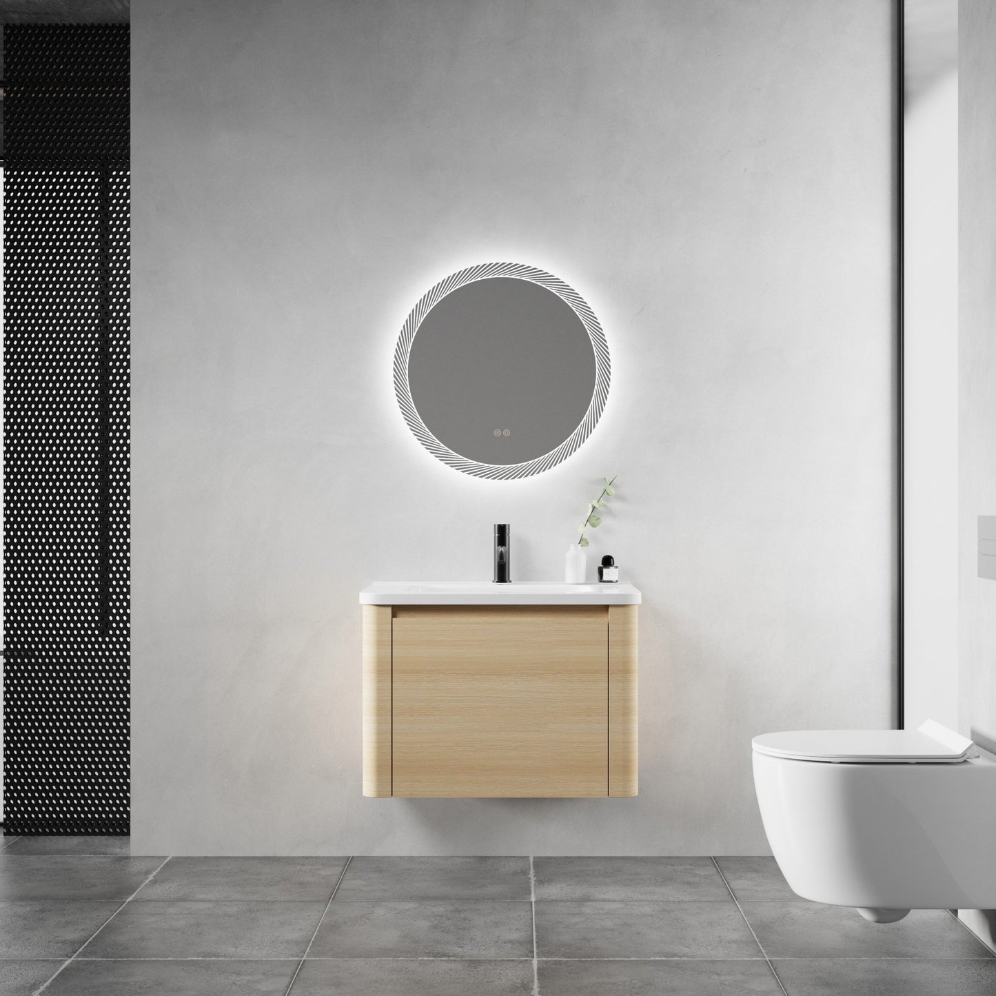 28'' Wall - Mounted Bathroom Vanity with White Ceramic Sink & 1 - Soft - Close Door, KD - Packing, Plywood, American White Oak - 1st Choice Furniture Direct