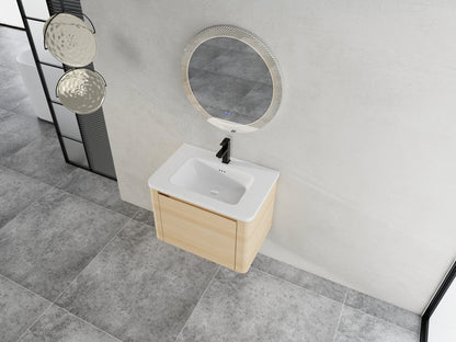 28'' Wall - Mounted Bathroom Vanity with White Ceramic Sink & 1 - Soft - Close Door, KD - Packing, Plywood, American White Oak - 1st Choice Furniture Direct