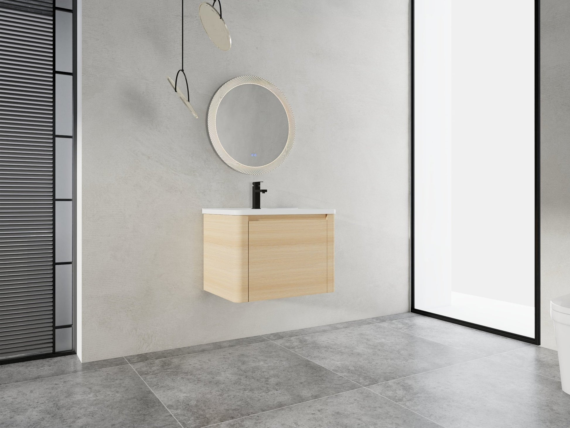 28'' Wall - Mounted Bathroom Vanity with White Ceramic Sink & 1 - Soft - Close Door, KD - Packing, Plywood, American White Oak - 1st Choice Furniture Direct