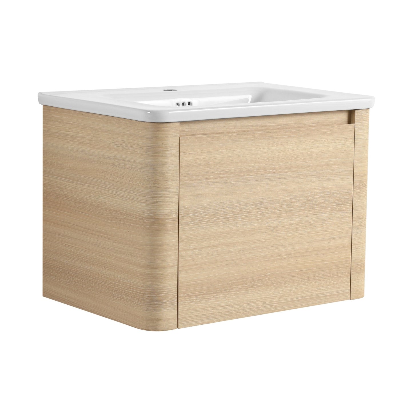 28'' Wall - Mounted Bathroom Vanity with White Ceramic Sink & 1 - Soft - Close Door, KD - Packing, Plywood, American White Oak - 1st Choice Furniture Direct